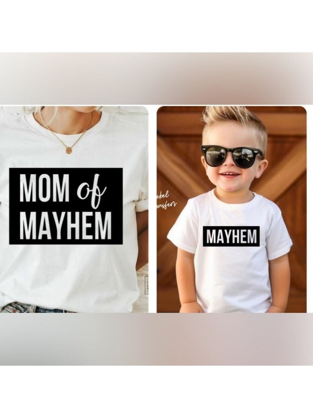 White Kids Shirt with 'MAYHEM' Print